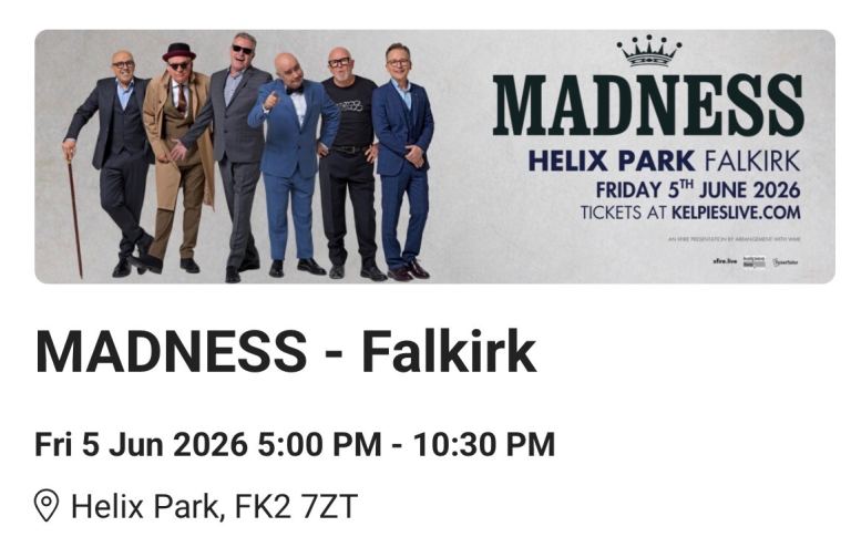 Madness VIP tickets (x2) - Falkirk
