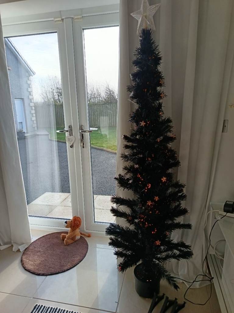 6ft Black press lit fibre optic Christmas Tree 