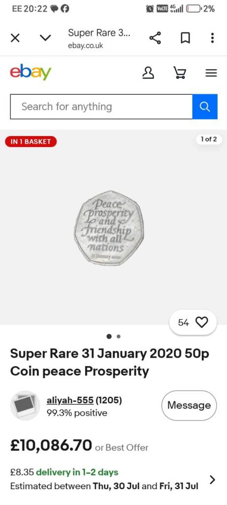 Rare 2019 50p Peace Prosperity Coin – Collectible Item