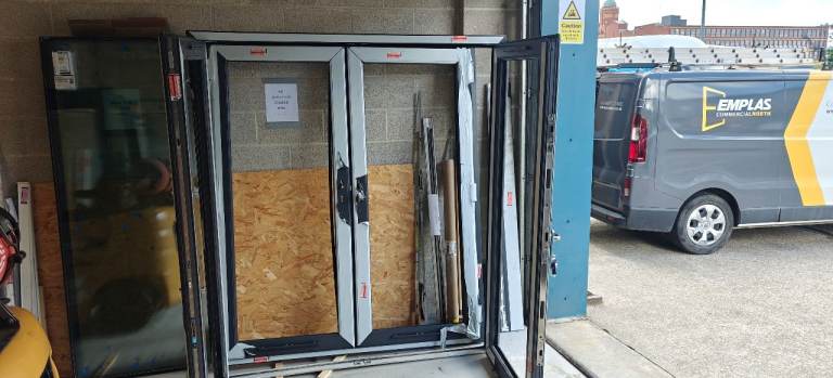  1 set of Grey on Grey French doors 