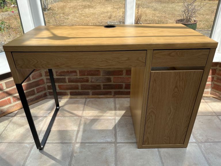 Ikea Micke Light Oak Effect Desk with Storage