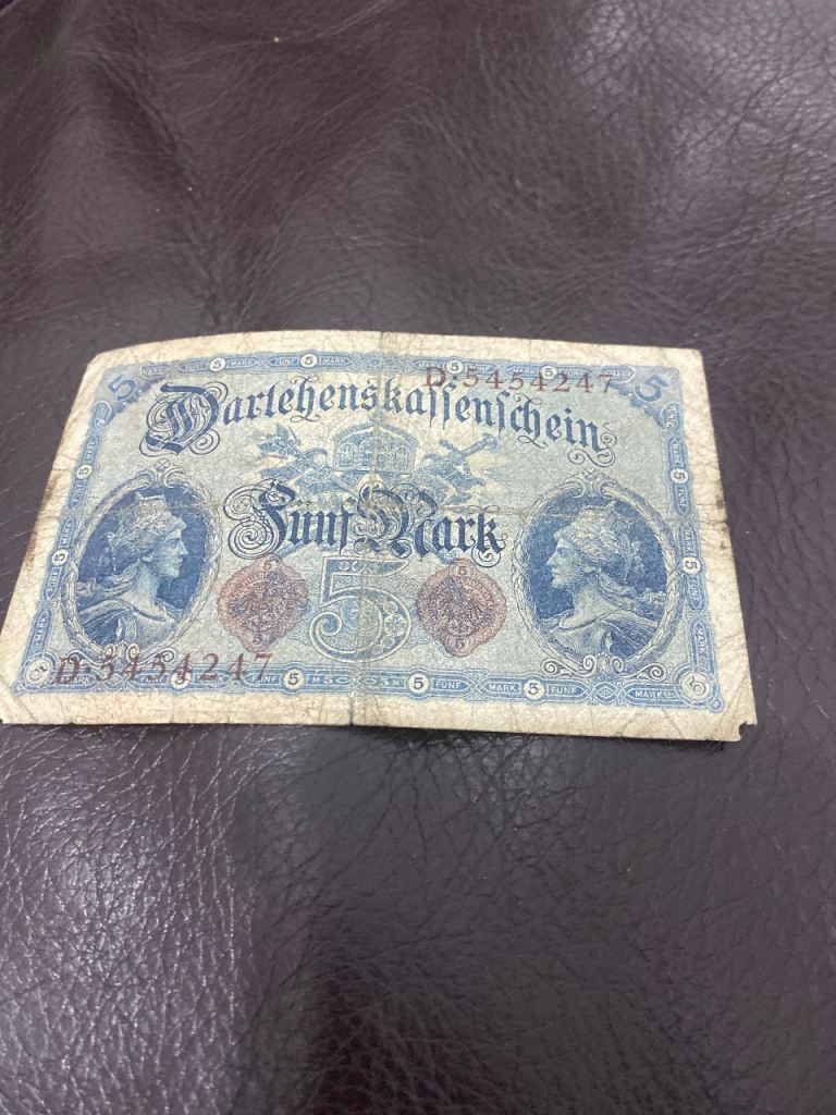 Vintage German 5 Mark Banknote – Darlehenskassenschein