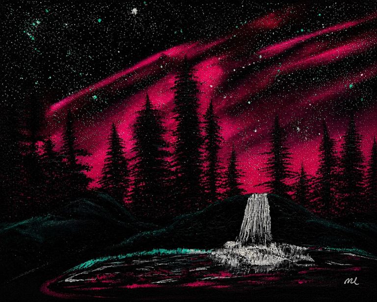 New Northern Lights Painting Print Aurora Rose wall art home decor 