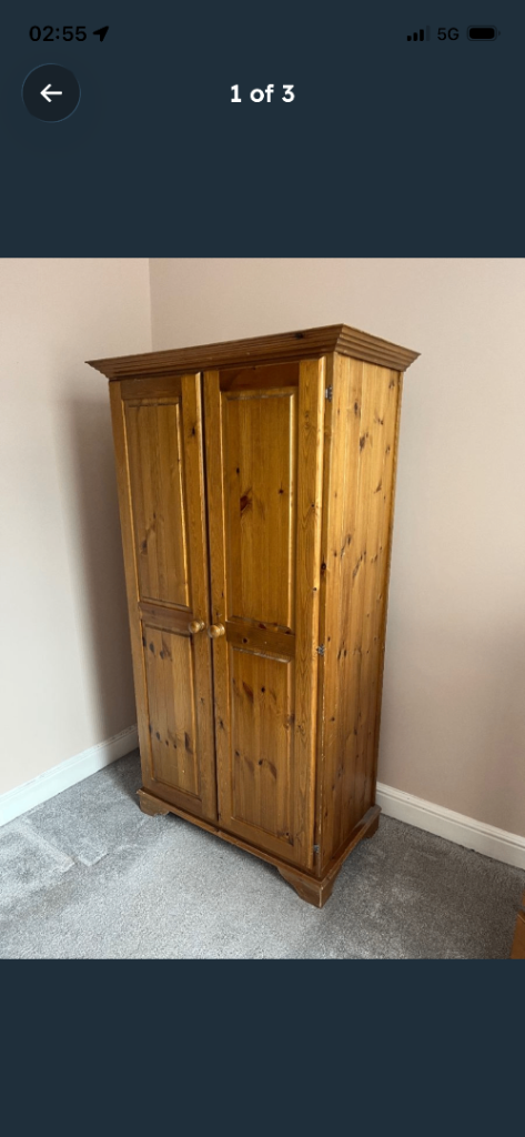 Solid Pine Wood Wardrobe x 3