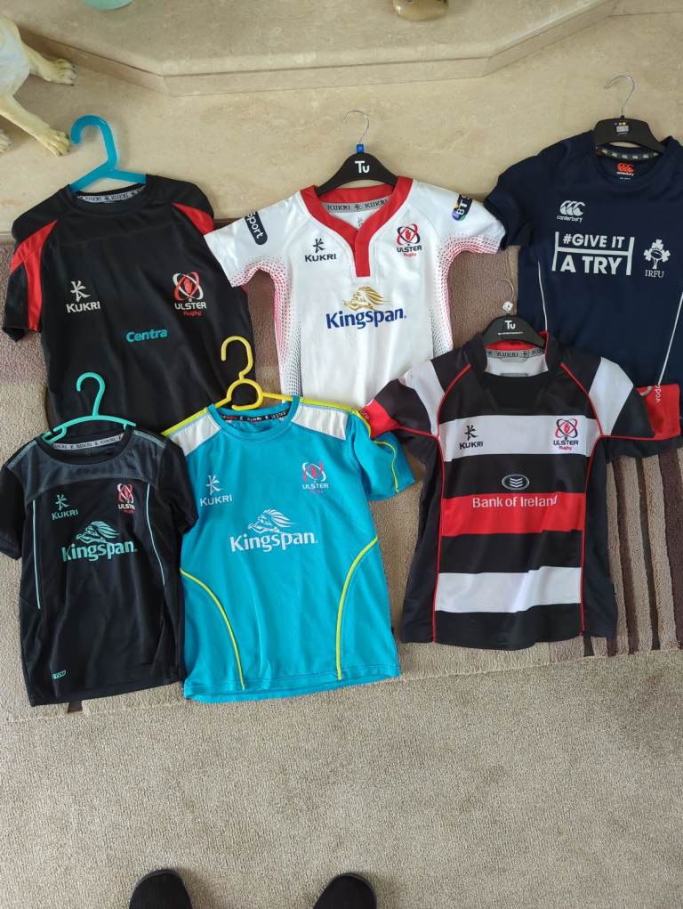 Selection of Ulster Rugby Shirts / Tops / Jacket (Approx age 6-10) 9 in Total 