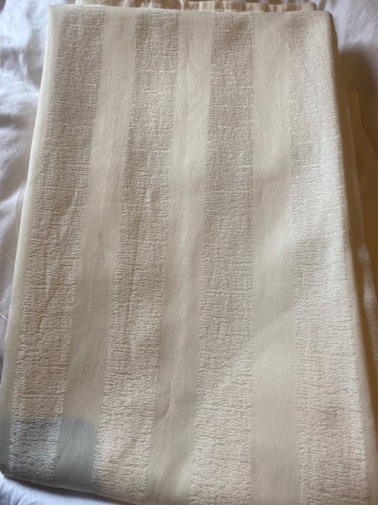 Ivory cream textured pencil stripe pleat curtains 