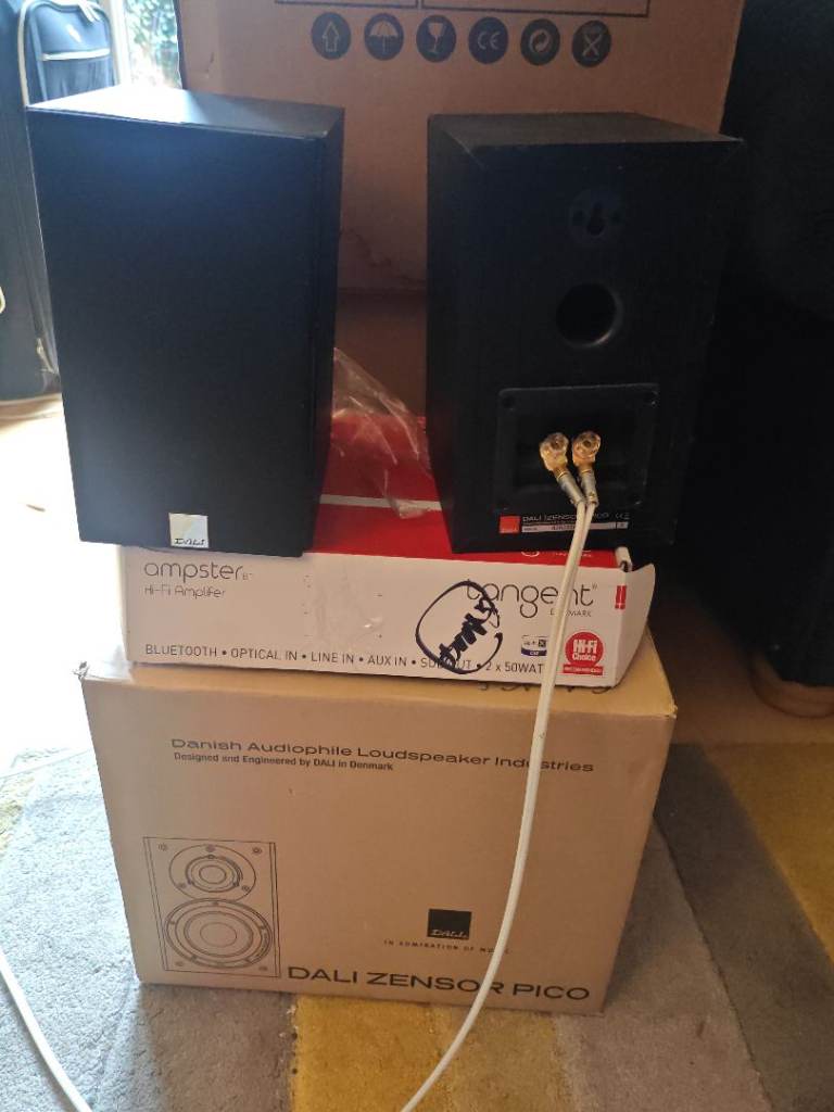 DALI Zensor Pico speakers + Tangent Ampster BT amp, boxed