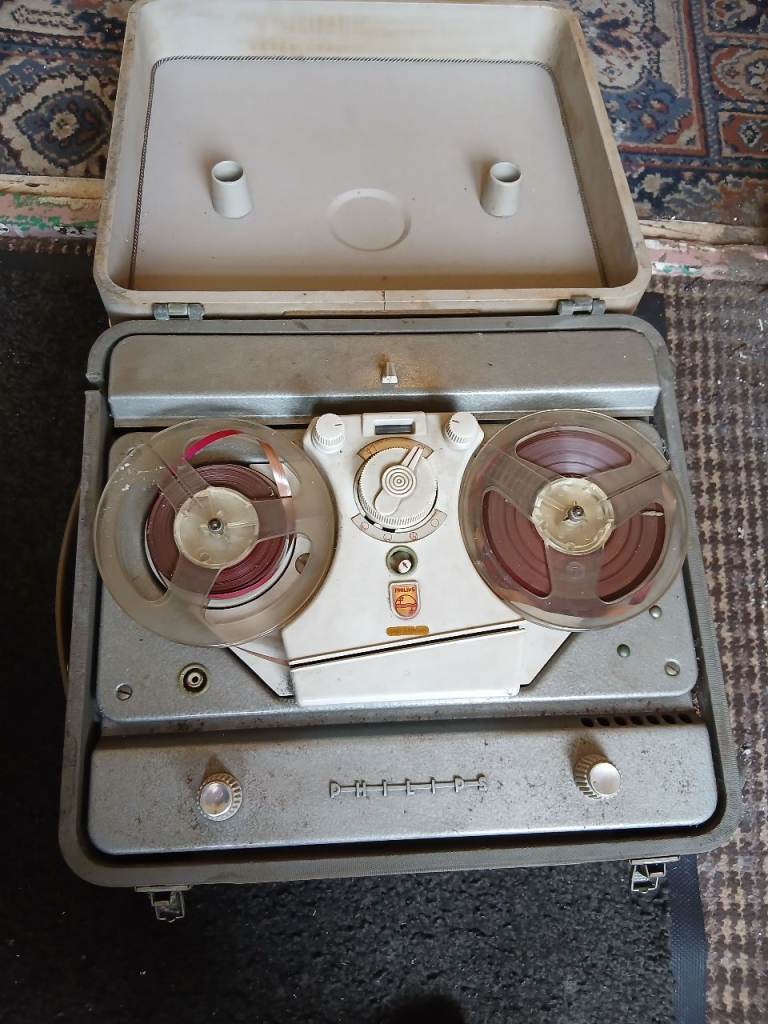 Vintage Philips EL3549 Reel-to-Reel Tape Recorder with Reels