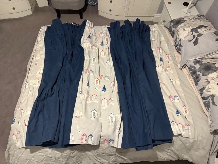 Blue bedroom curtains - very wide 4.5m