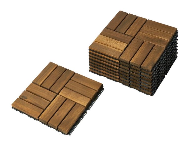 Used IKEA Wooden Interlocking Patio Decking Tiles