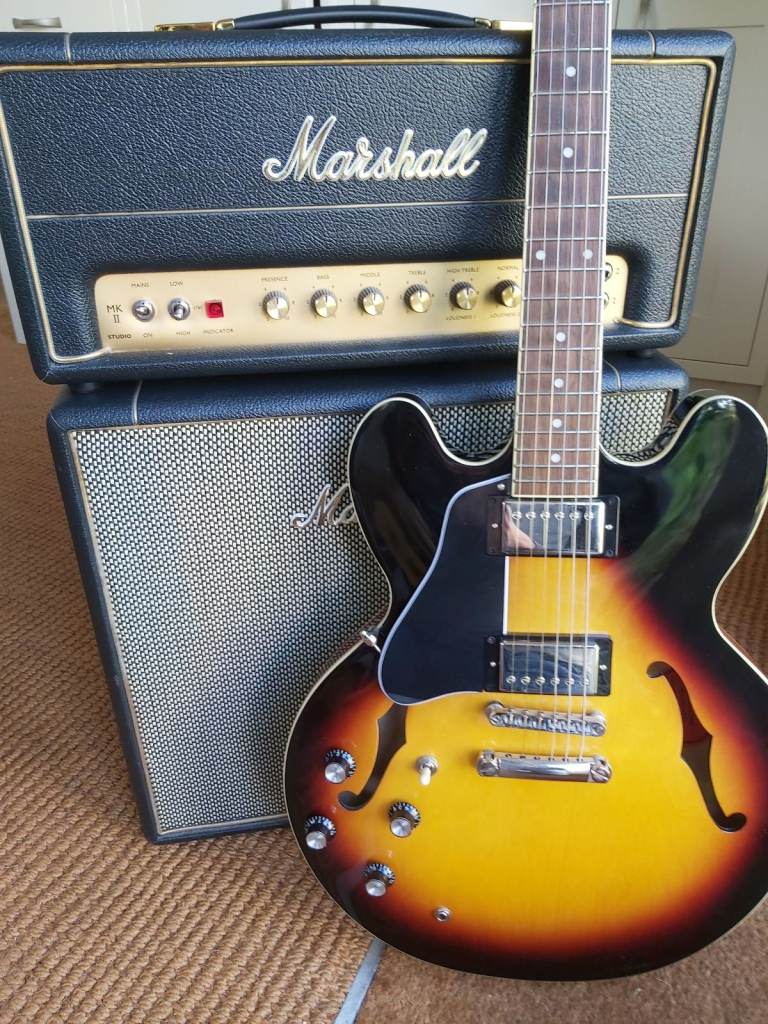 Epiphone Dot ES-335 Inspired by Gibson Left-Handed in Vintage Sunburst - Professional setup