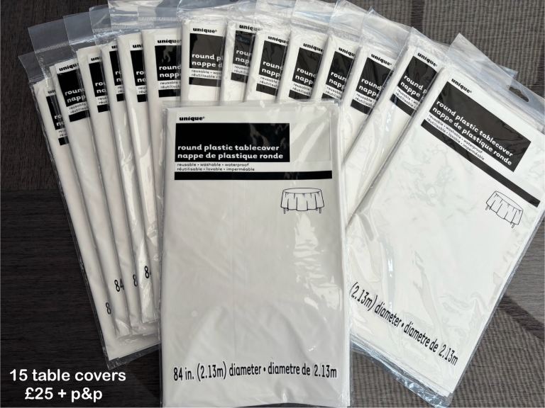 image for 15 White Round Plastic Table Covers