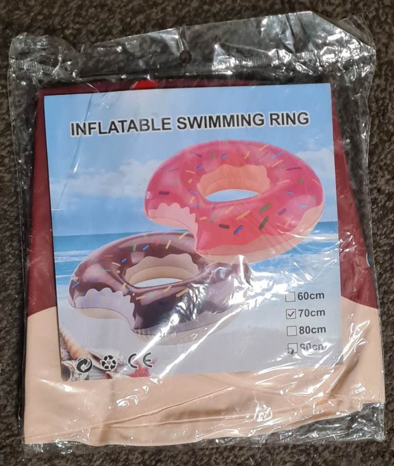 Brown Doughnut 70cm Kids Adult Inflatable Donut Rubber Ring Pool Float Swimming