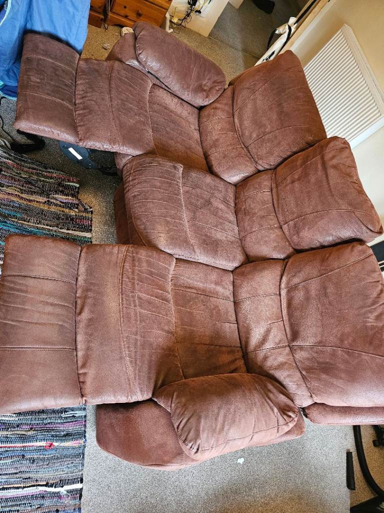 Free Pickup 3 seater couch with folding leg rest 