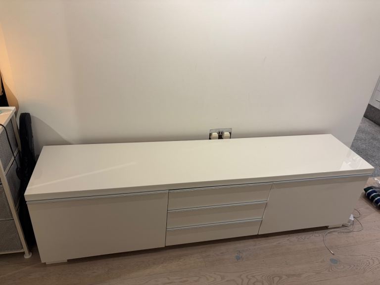 Modern White TV Unit with Storage