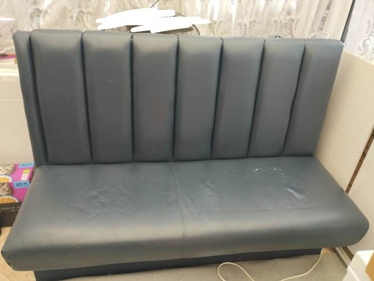 FREE Blue Faux Leather Booth Seating Bench Sofa Fair Condition for Sale