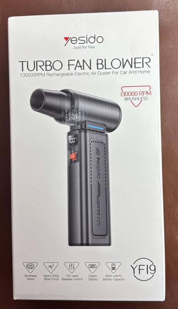 Yesido YF19 Turbo Fan Blower 130000RPM Rechargeable Air Duster, 100-Speed Control, 8000mAh Battery