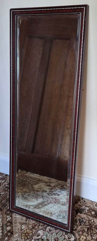 Dark Wood Mirror with Decorative Edging
