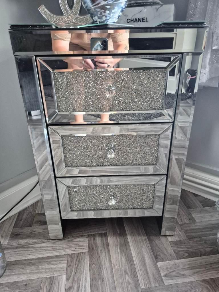 Glass tv unit and glass 3 draw unit