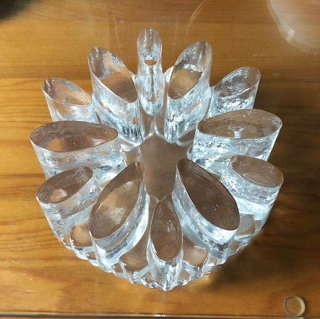 Vintage Bel Mondo art glass tea light holder / tea or coffee pot warmer