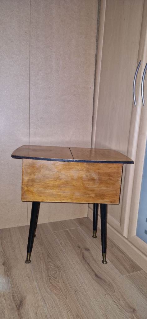 Mid Century Maple/ebony Sewing Box with Removable Dansette Legs