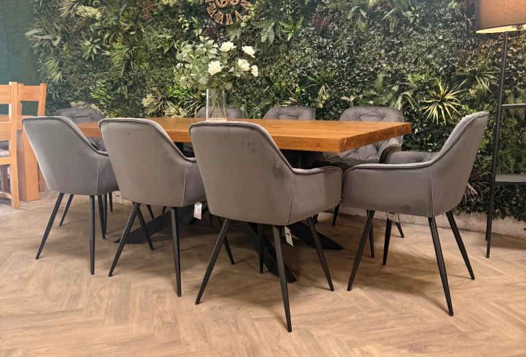 Sonoma oak 2M Rectangular dining table & 8 chairs *New*