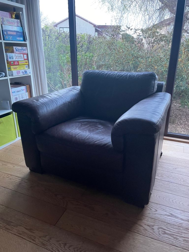 John Lewis armchair- dark brown leather