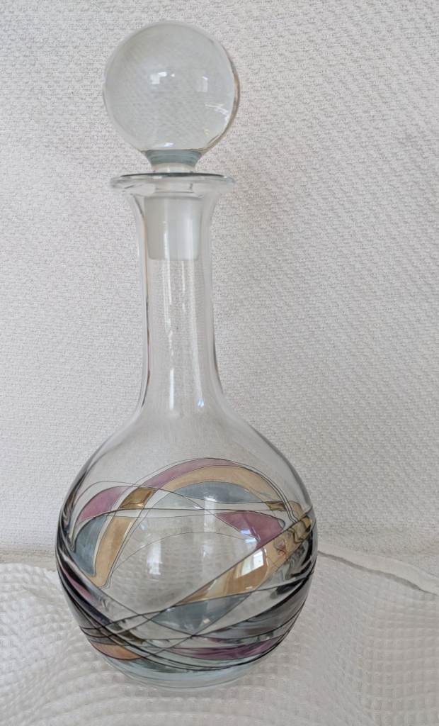 Lovely ' mosaic collection' Glass Decanter with Stopper – unwanted gift/unused