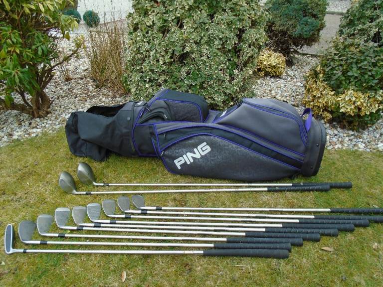 ladies golf set, wilson pro staff oversize set in ping cart bag 11 clubs,ladies flex graphite shaft