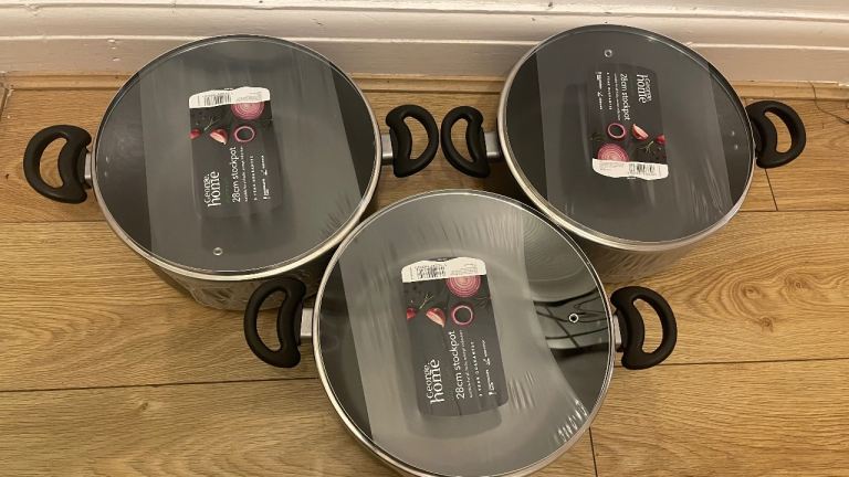 3 X Brand New George Home Non-Stick Stockpot Aluminium 28cm