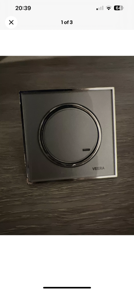 image for Screw less 1 Gang Wall Light Switch silver /gray