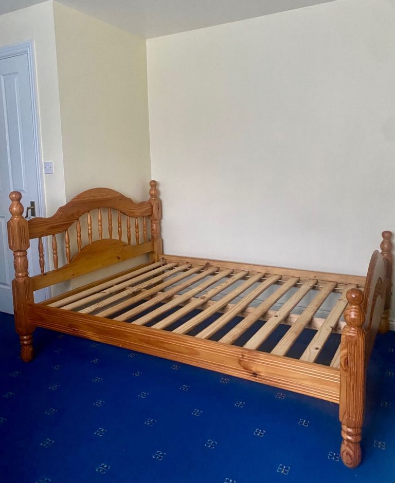 Solid Pine Wood King Size Bed Frame with FREE Ikea Mattress