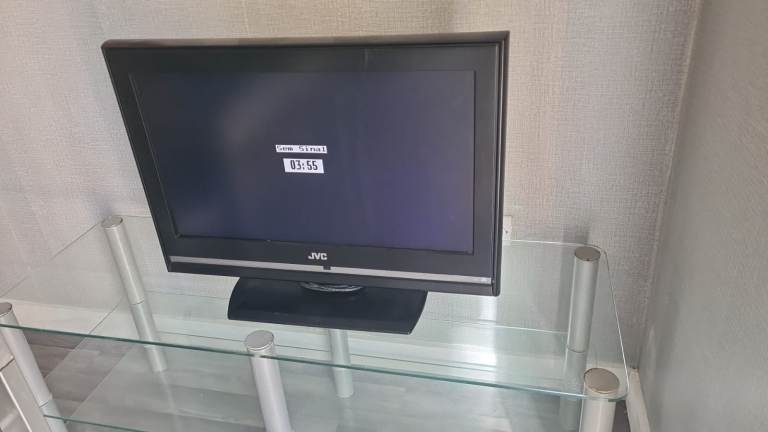 Free 32" JVC TV + Glass TV Stand