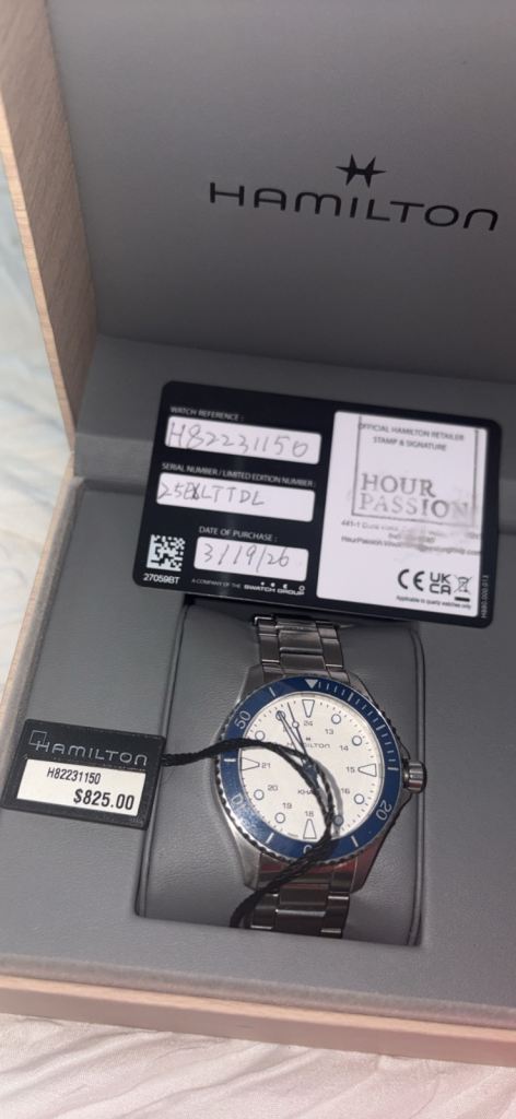 Hamilton khaki navy scuba 37mm cream dial brand new watch