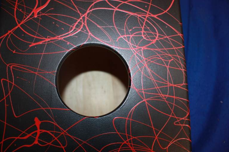 RJM Custom Cajon ~ Red Splatter Bespoke Finish ~ Made In England ~ 23in x 12in x 12in ~ £95 ono