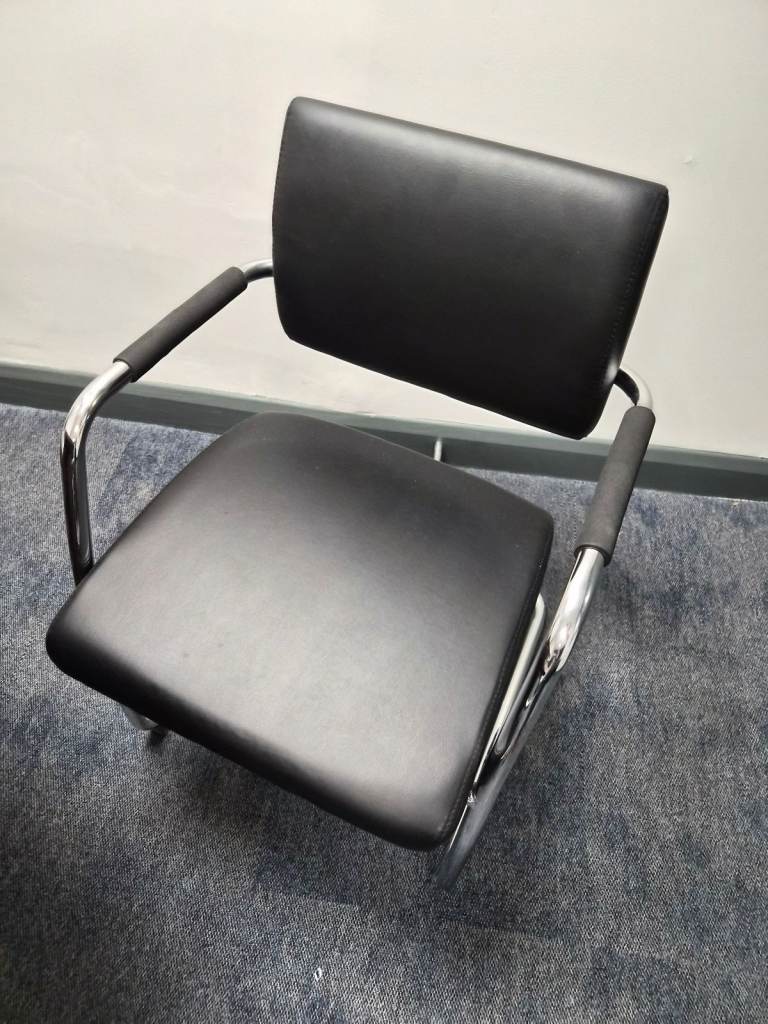 Executive walnut desk and 4 cantilever chairs - must go this week