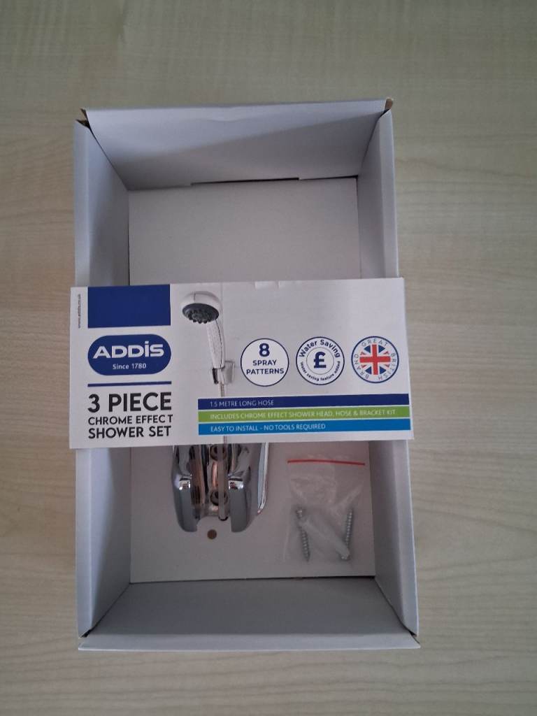 Addis chrome effect shower bracket with fittings