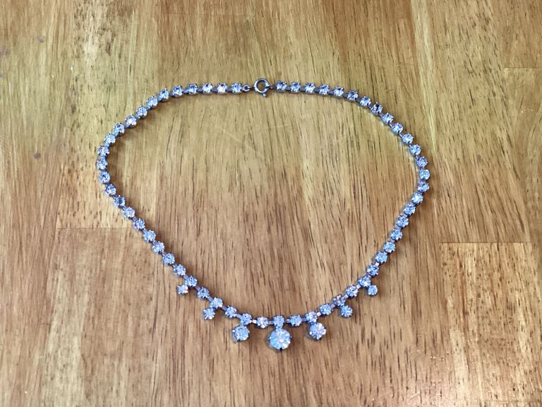 Vintage Ladies Necklace 1950/60s Costume Jewellery x64 Clear Glass Stones Gift Present
