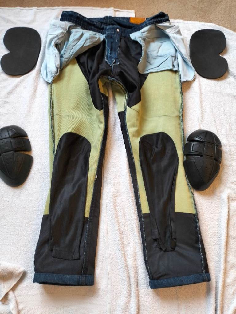 Bikers Gear Australia Black Mens Motorcycle Jeans  DuPont™ Kevlar® 34" W 28" Leg