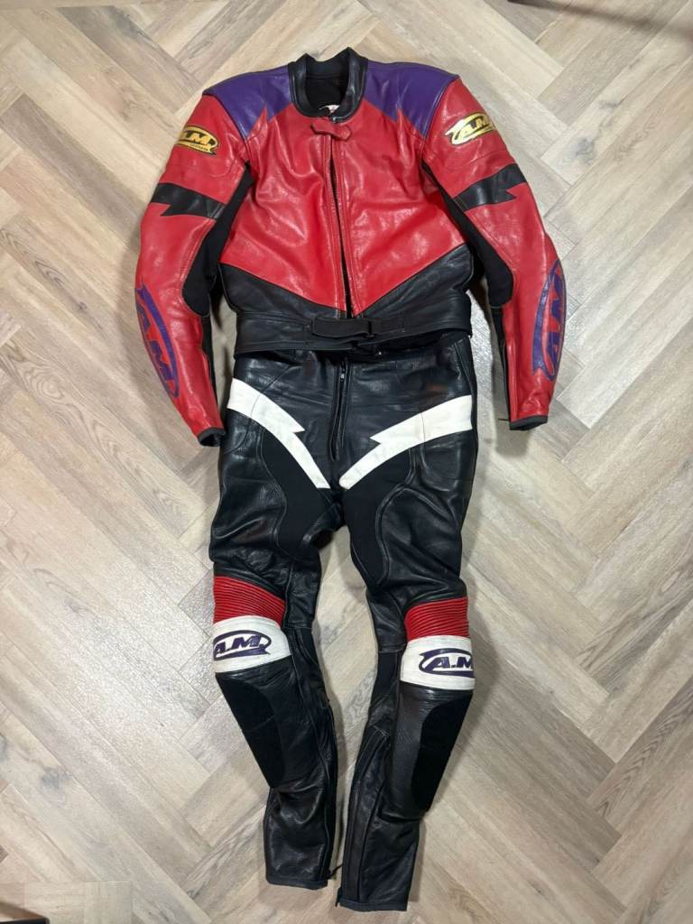A.M. Leathers 2-Piece Leather Motorcycle Suit - UK 36 (Handmade in UK)