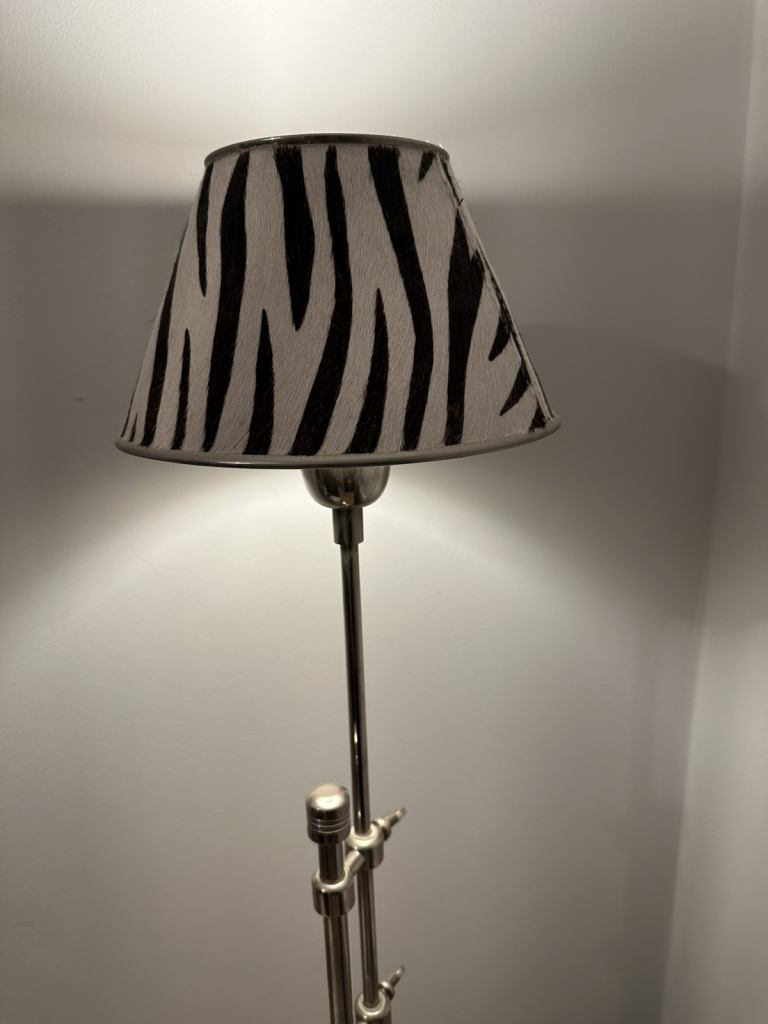 Zebra print faux hair table lamp 