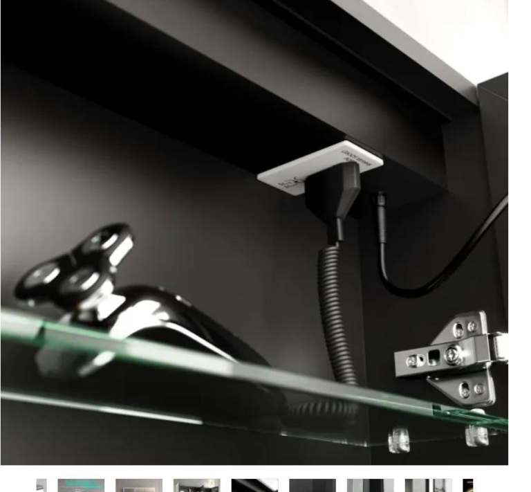 Esme Matt Black Illuminated LED Mirror Bathroom Cabinet