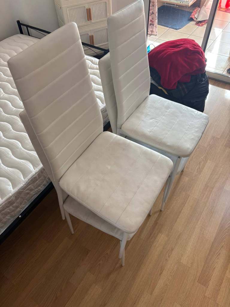 Pair of White Dining Chairs - Good Condition
