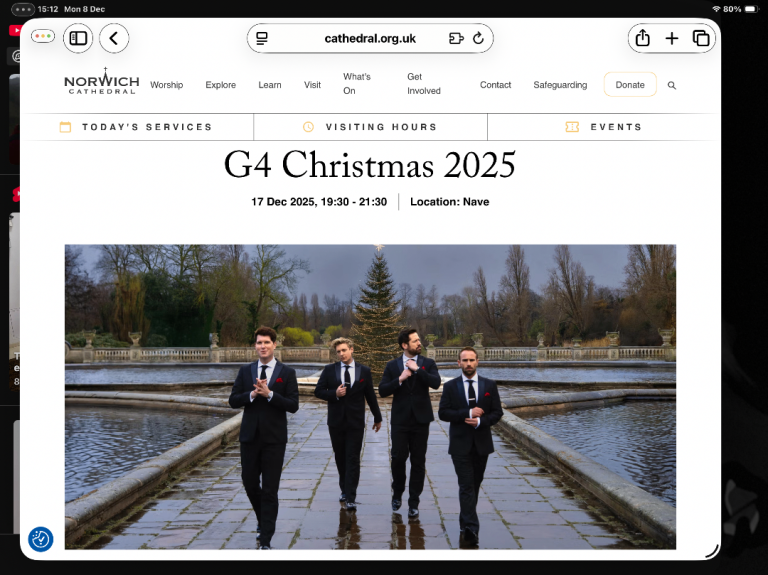 G4 Christmas concert at Norwich Cathedral 17 December 2025