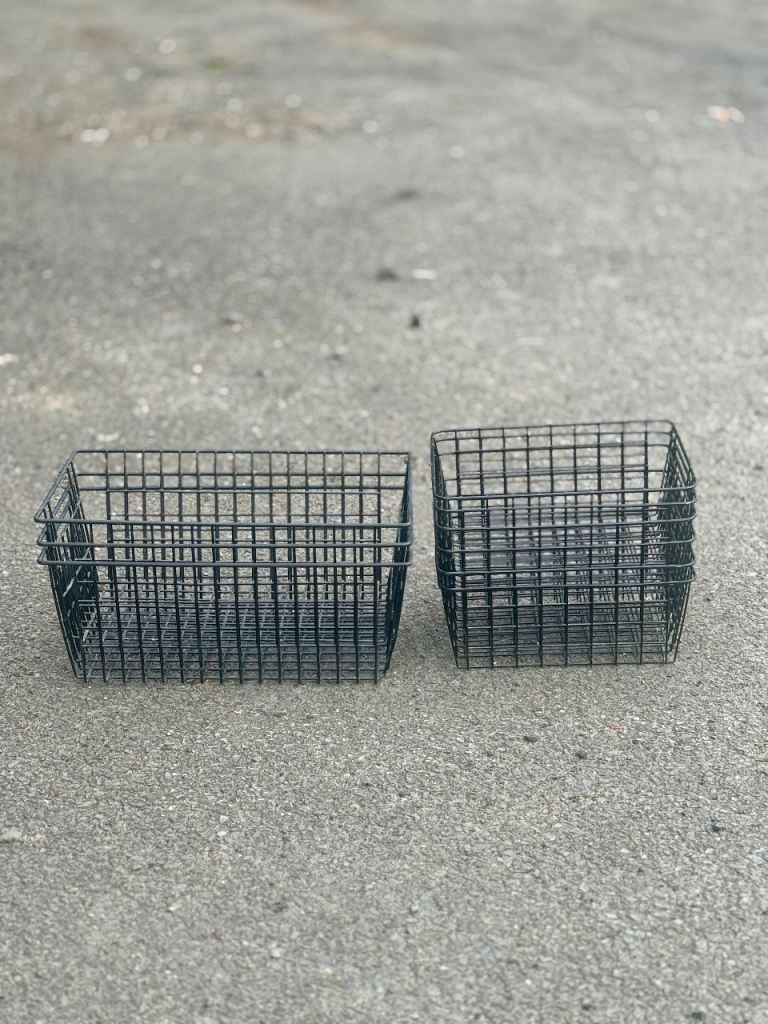 Black metal wire storage baskets 