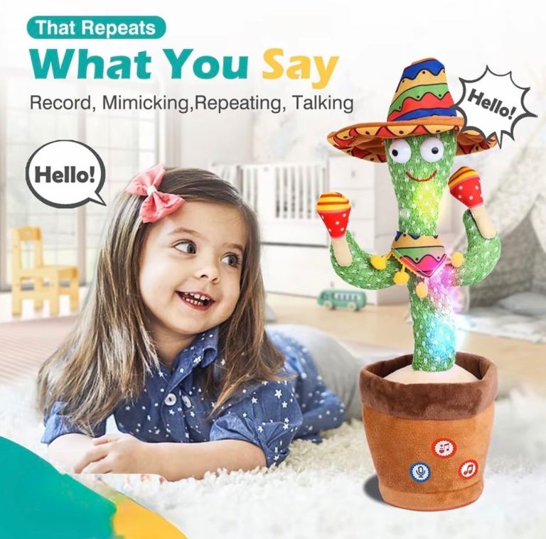 KIDS Dancing Talking Cactus Toy Plush Home Decoration or Xmas Gift stuffed with rgb lights