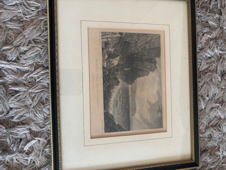 Antique 1830s Steel Engraving with hand painting