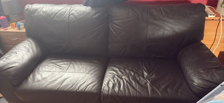 FREE - MILANO Large Chocolate Leather Sofa – Good Condition