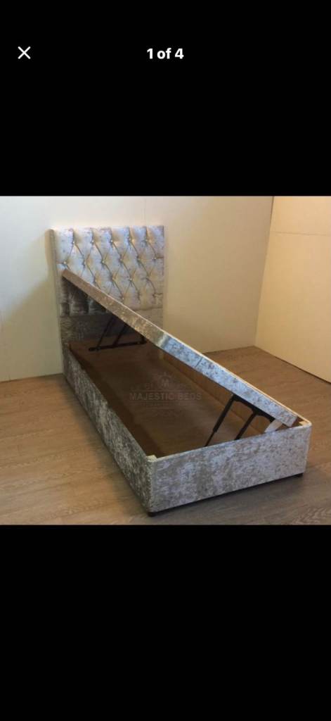 Single Grey Fabric Ottoman Storage Bed – Good Condition