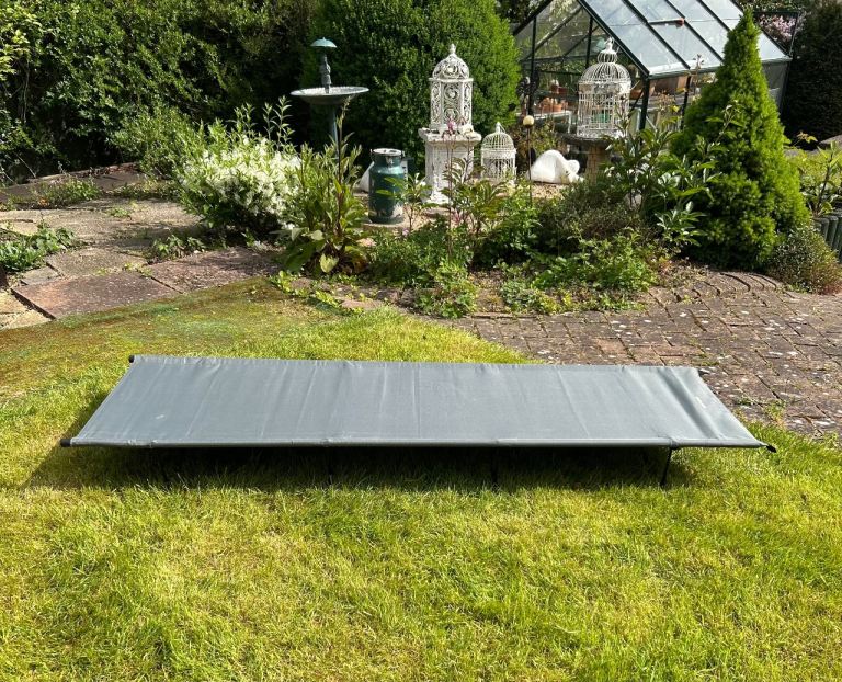 Grey Canvas with Metal Frame Portable Camping Bed with Bag H8in/20cm W24”/60cm L6’/182cm   J248